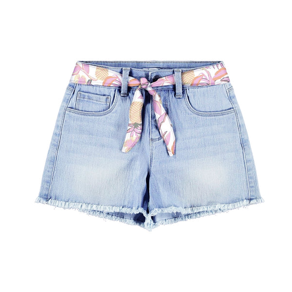 N IT Girl Denim Blue Short With Floral Belt