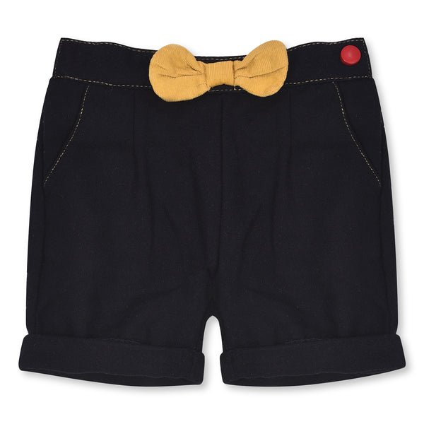 Girl Dark Black winter Short With Golden Bow