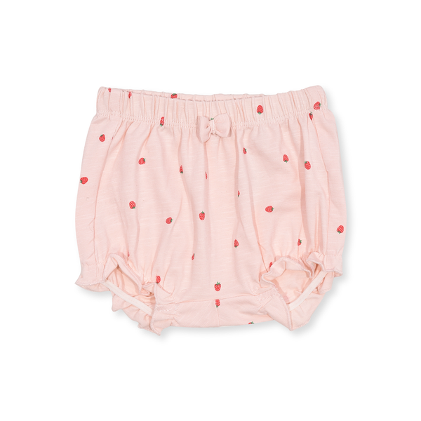 Girl Cream Color Strawberry Print Organic Short