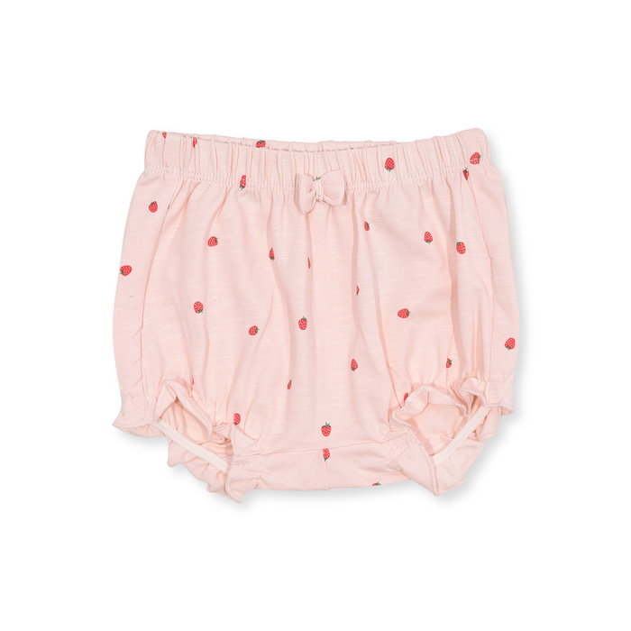 Girl Cream Color Strawberry Print Organic Short