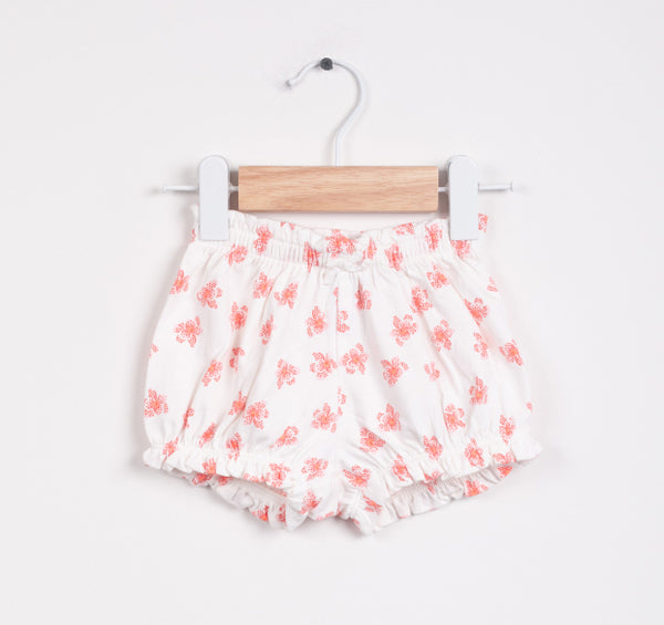 Girl White Flower Printed Organic Short