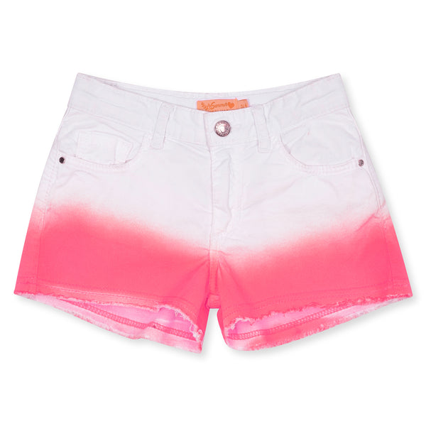OM Girl White And Pink Short With Golden Heart Button