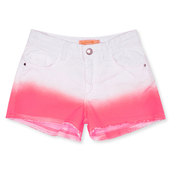 OM Girl White And Pink Short With Golden Heart Button