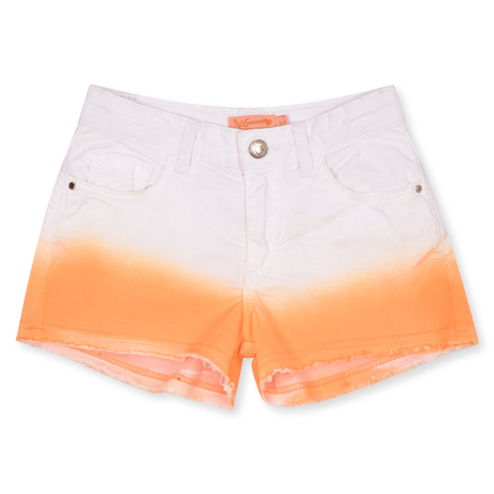 OM Girl White And Orange Color With Golden Heart Button