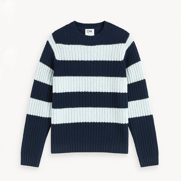 CA Navy Blue And White Lining Knitted Sweater
