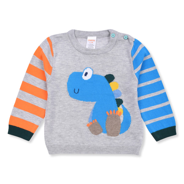 GB Boy Grey Color Dinosure Print Sweater