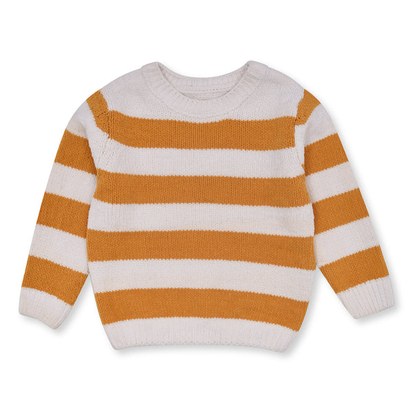 MC Yellow And White Lining Knitted Sweater