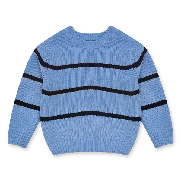 MC Ice Blue Black Lining Knitted Sweater