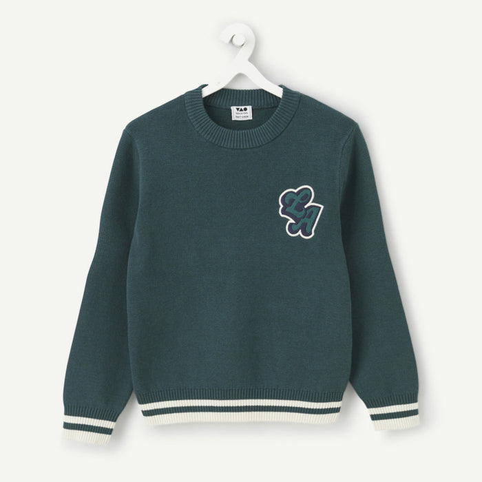 T A O Boy Green LA Embroidery Knitted Sweater
