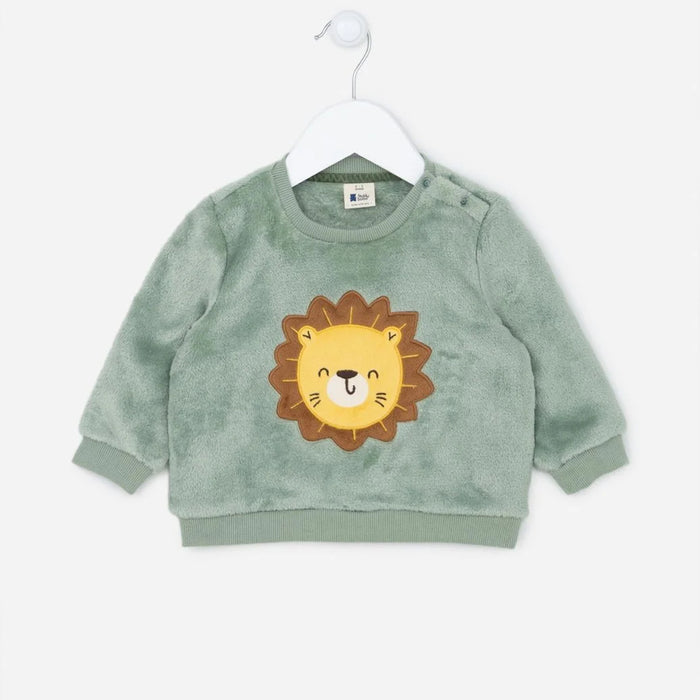 Fleece with lion embroidery super cute and warm shirt