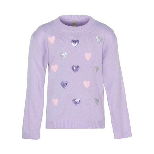 RK Girl Purple Multi Heart Sequence Sweater