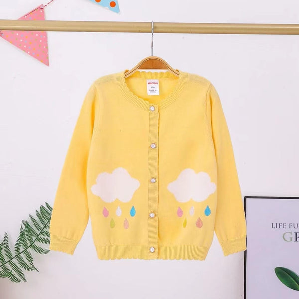 Girl Yellow Color Cloud Rain Design Cardigan