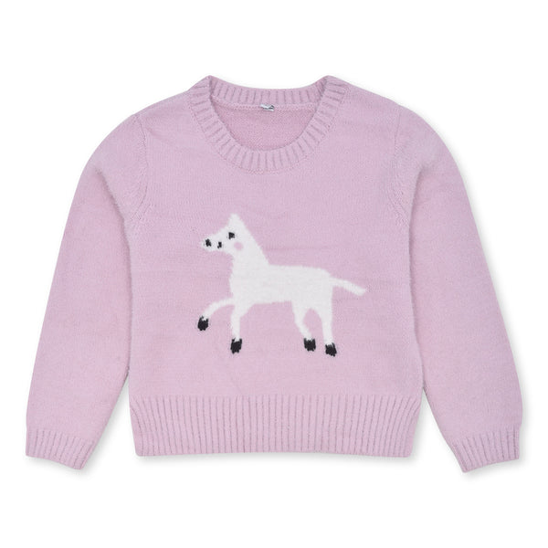 Pink Girl Wool Sweater Goat Print