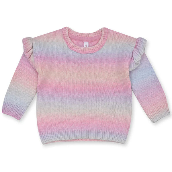 DYM Girl Colorful Sweater Frill On Shoulder