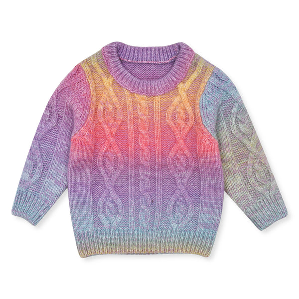MC Girl Tie & Dye Cable Crew Knitted Sweater