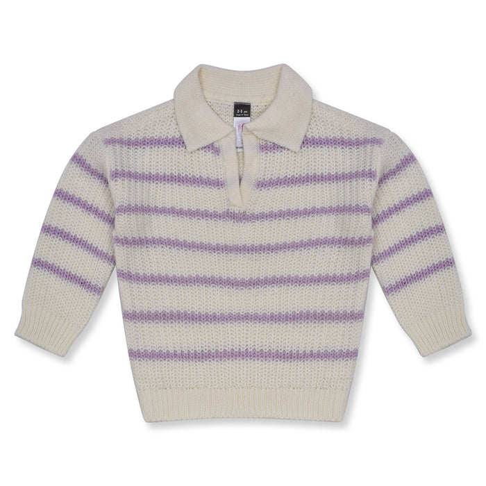 ACKMS Girl White Purple Lining Sweater