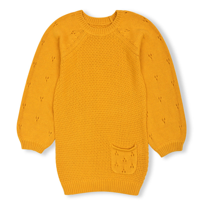 MC Girl Yellow Front Pocket Long Sweater
