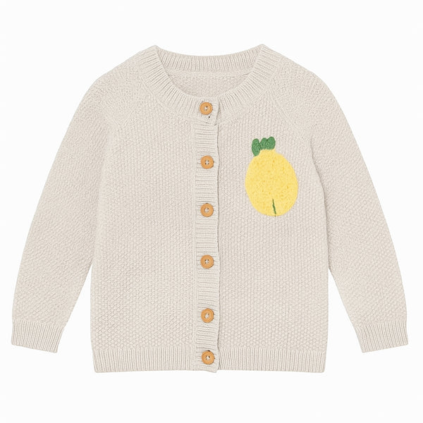 MC Girl Off-White Pineapple Embroided Cardigan