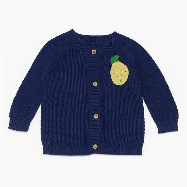 MC Girl Blue Pineapple Embroided Cardigan