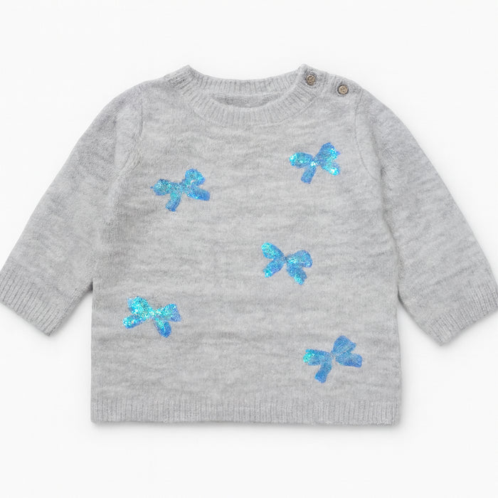 INX TENSO Grey Bow Sequence Sweater