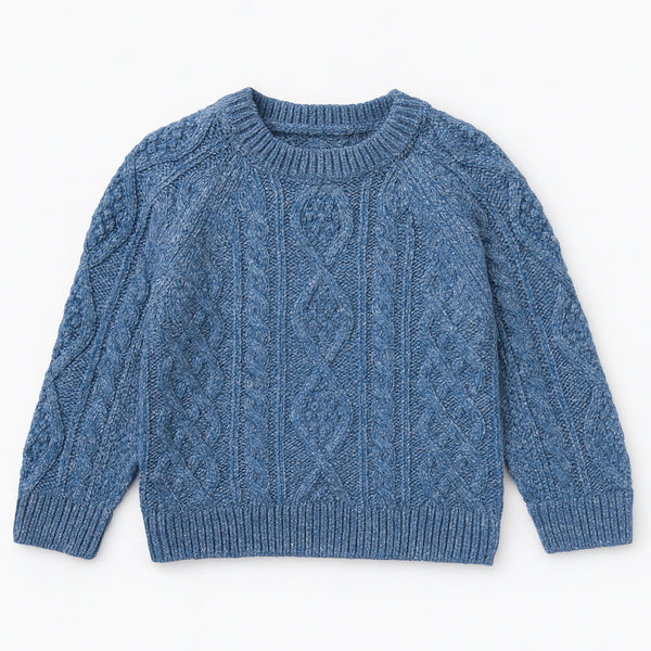 MC Blue With White Cable Knitted Sweater