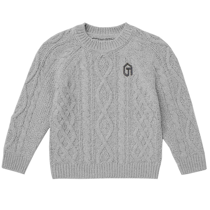 MC Grey Knitted Sweater With Black Logo