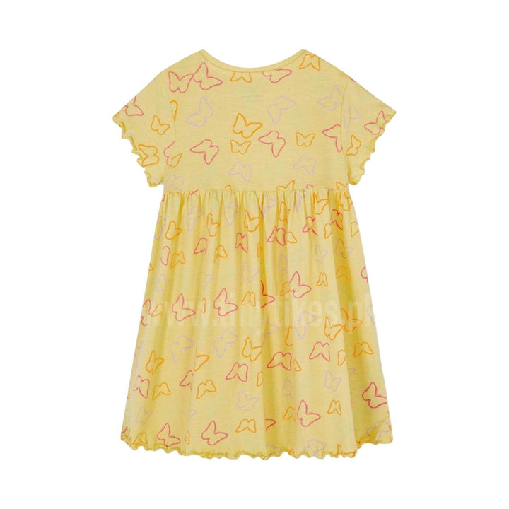 PRM Short Sleeves Jersey Organic Cotton Dress With Butterfly Print - TinyTikes.pk