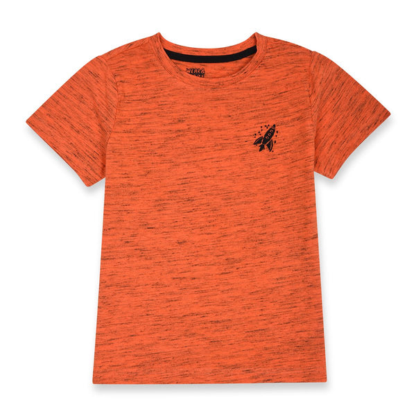 FF Short Sleeves Jersey Organic Cotton Orange T-Shirt With Embroidered Patch - TinyTikes.pk