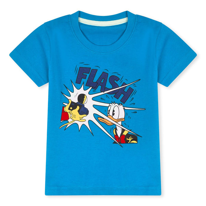 MC Short Sleeves Organic Cotton Jersey Blue T-Shirt With Flash Printed - TinyTikes.pk