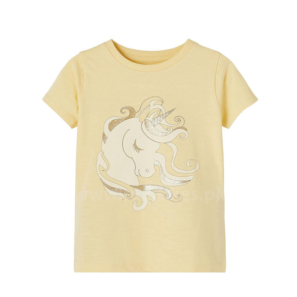 N IT Short Sleeves Organic Cotton Jersey Cream T-Shirt With Unicorn Print - TinyTikes.pk