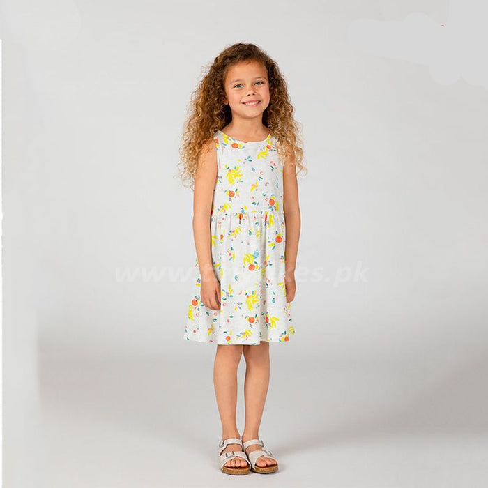 ORA Sleeveless Soft Cotton Jersey Fruit Printed Frock - TinyTikes.pk