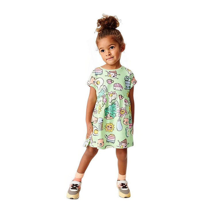 NXT Sleeveless Soft cotton Jersey Green Top Dress With Character Print - TinyTikes.pk