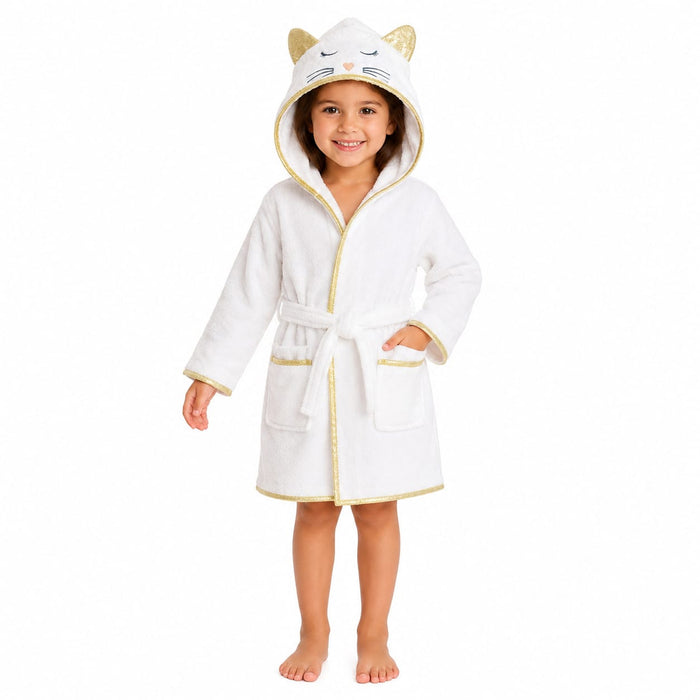 Off-white Cat Soft and Cozy Kids Bathrobe