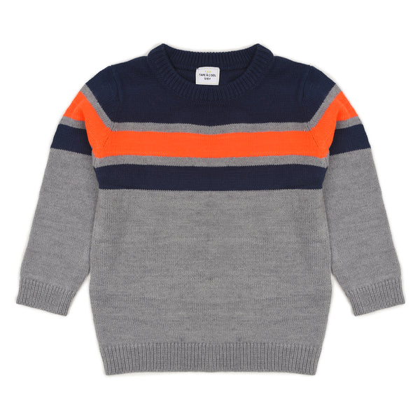T A O Boy Grey Chest Red Lining Sweater