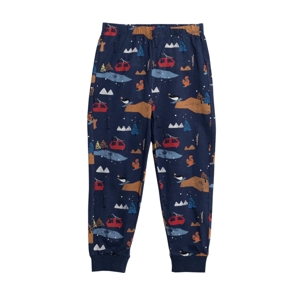 CC BOY Navy Blue Mountain And Penguin Printed trouser