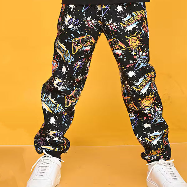 NXT Boy Black Level Up Print Trouser