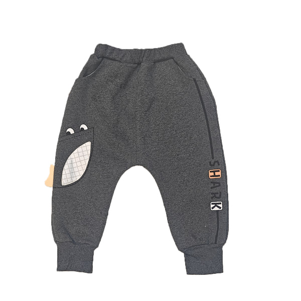 Boy Grey Color Shark Printed Winter Trouser