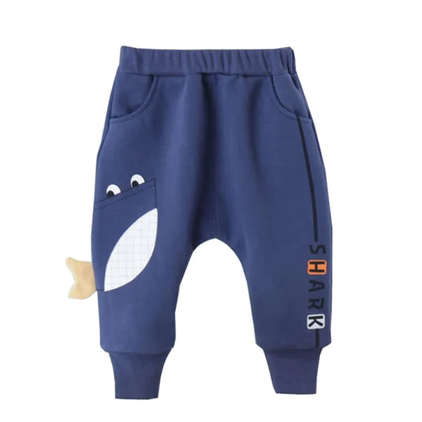 Boy Blue Color Shark Printed Winter Trouser