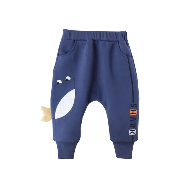 Boy Blue Color Shark Printed Winter Trouser