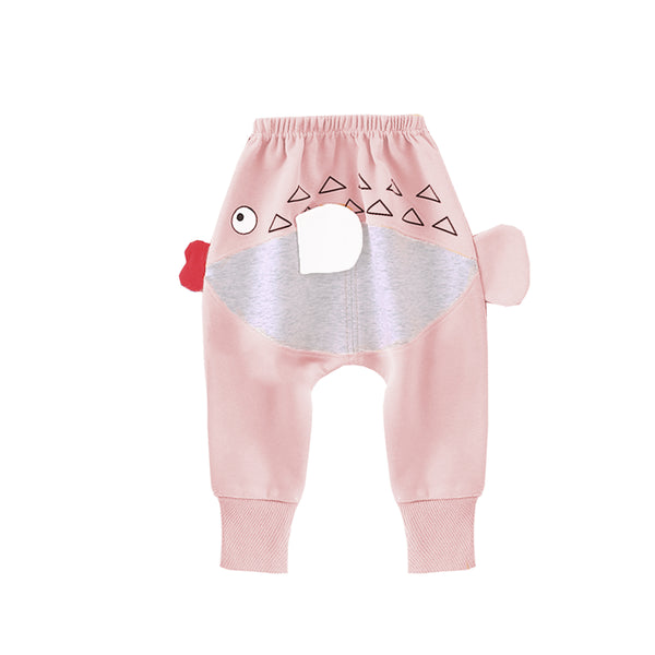 Girl Peach Color Fish Design Trouser