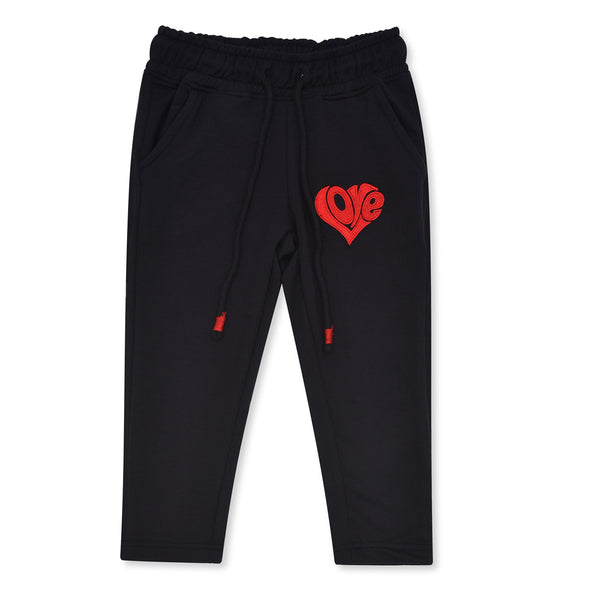 MT Black Love Embroidery Trouser