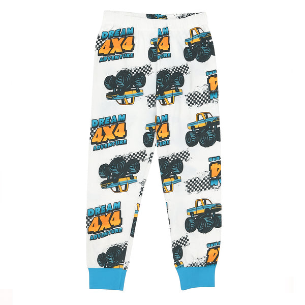Boy White 4x4 dream adventure Monster Truck printed Cotton Trouser