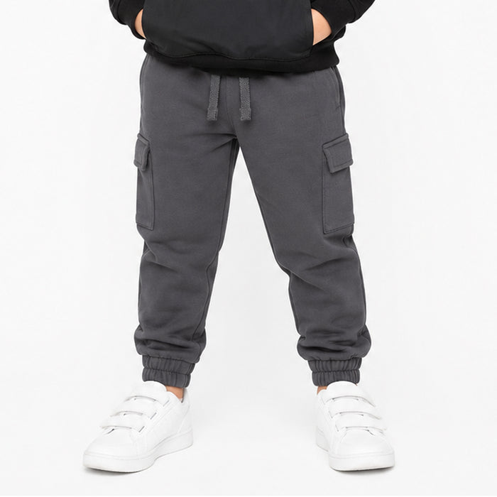 Boy Grey Inner Fleece Side Pocket Cargo Trouser