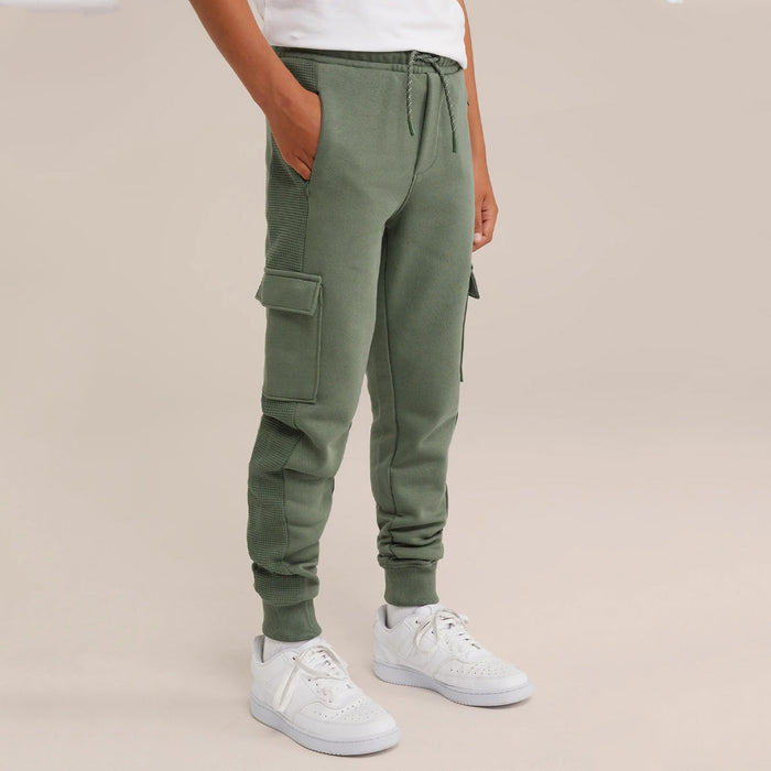 BR Boy Green Inner Fleece Side Pocket Cargo Trouser