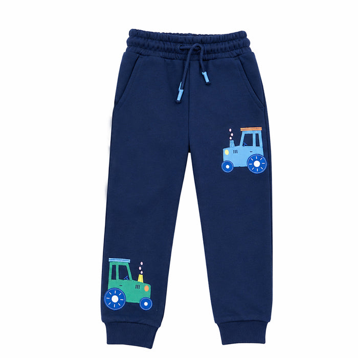 NUT MUG Boy Navy Blue Trackter Embroidered Trouser
