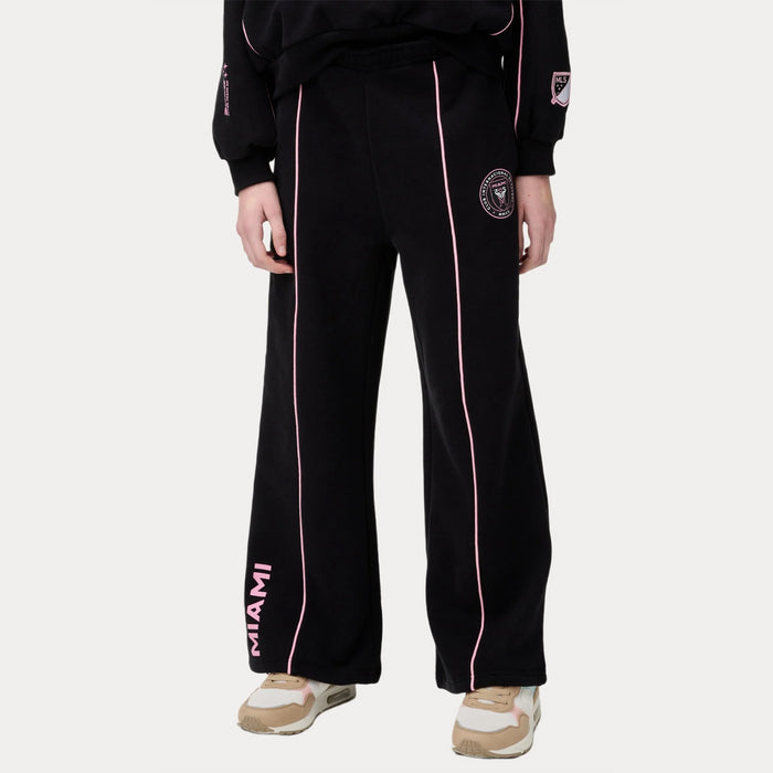 Girl Black with Pink Mianmi Logo and Side Line Inner Fleece Plazo Trouser