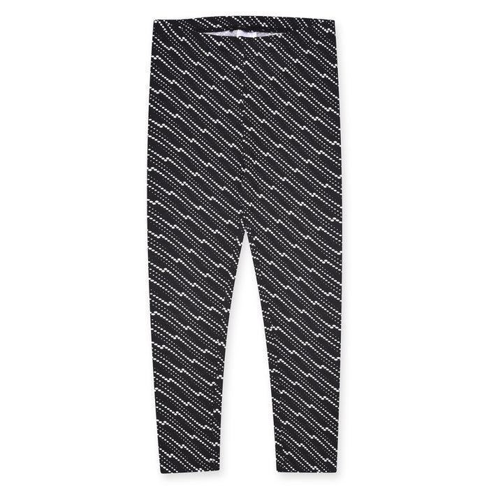 KC7 Girl White Dote Printed Black Tights