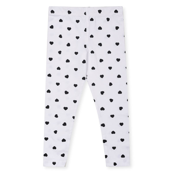 PRM Girl White Black Heart Print Tights