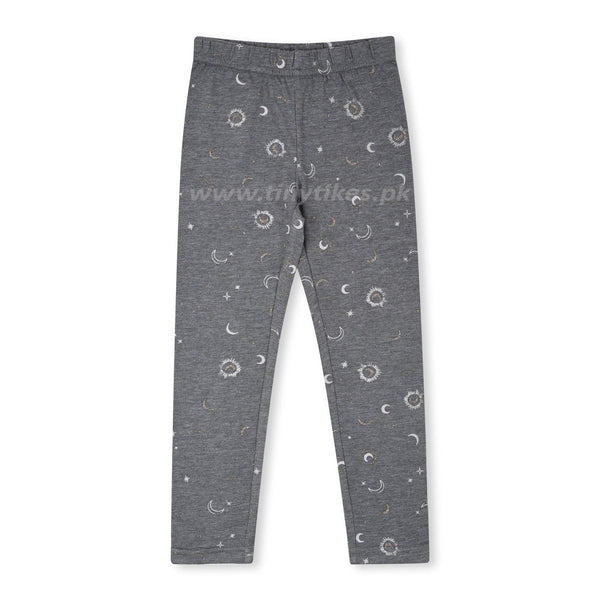 DOPO DOPO Organic Cotton Jersi Grey Capri With Moon Print - TinyTikes.pk