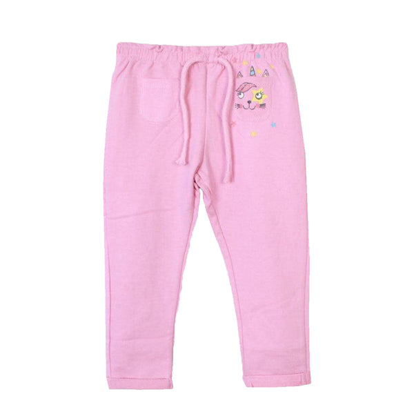 PRE NA TAL Girl Pink Cat Printed Front Pocket Trouser